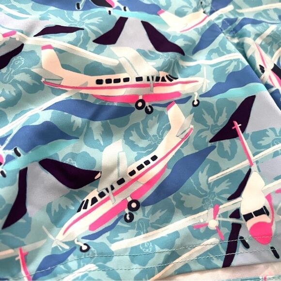 Vineyard Vines Boys Chappy Airplane Print Swim Trunks With Stretch in Jake Blue - Picture 4 of 12